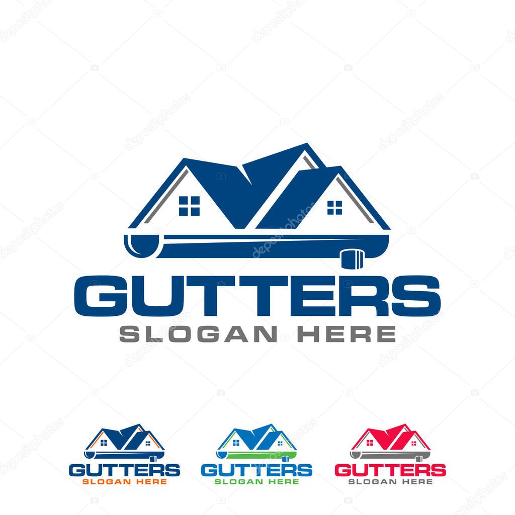Gutter installation and repair service logo design template