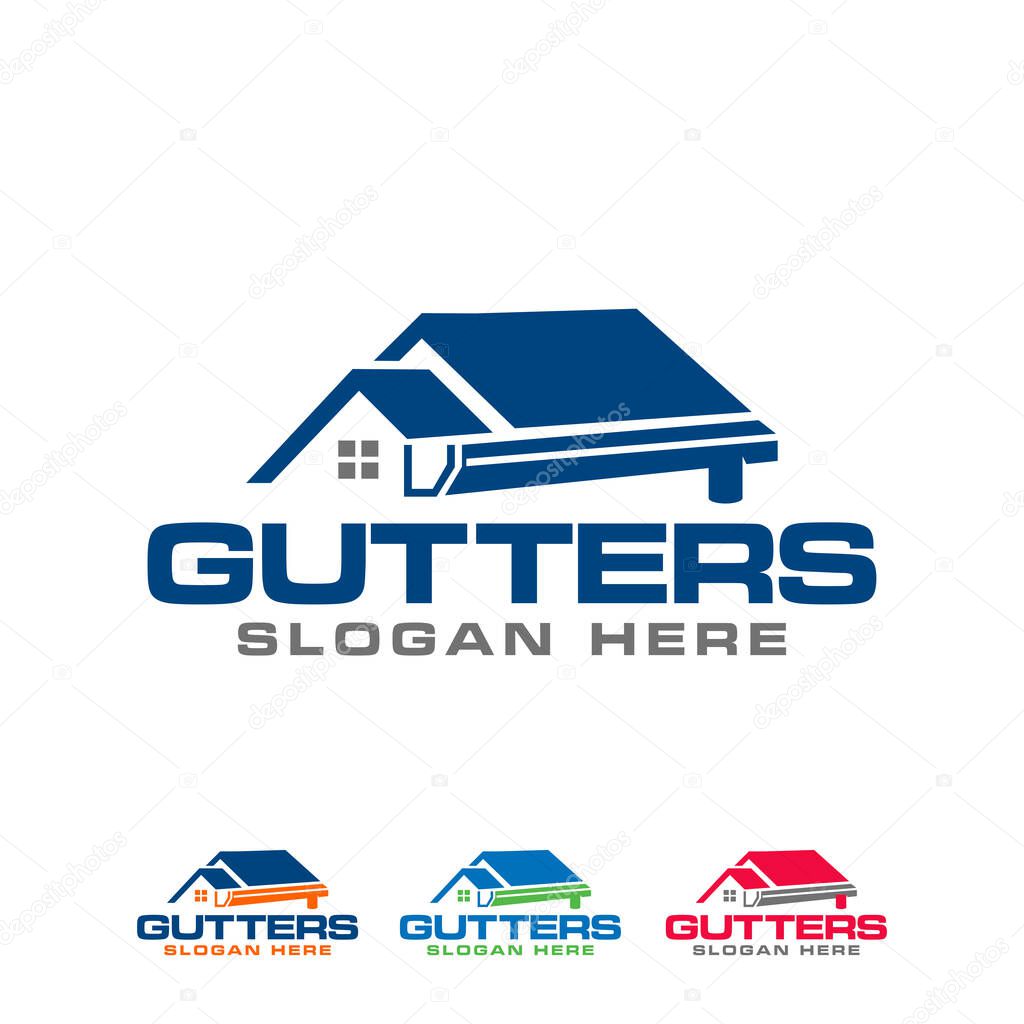 Graphic of gutter installation and repair service logo design vector