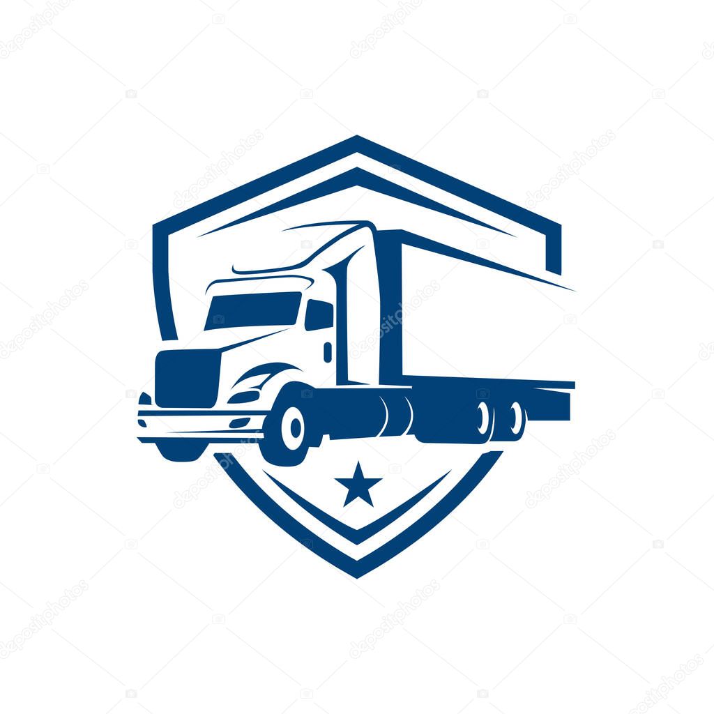 Trucking company logo. Bold badge emblem logo concept