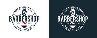 Berber Dükkanı etiketleri, afiş, logo vektör şablonu