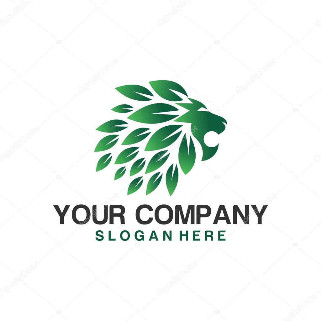 Lion by Leaf, Animals and Environments Vector Design. lion logo by leaf
