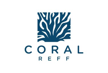 Resif mercan logosu tasarım vektör şablonu