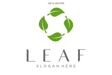 yeşil yaprak simgeleri logo tasarım vektör şablonu