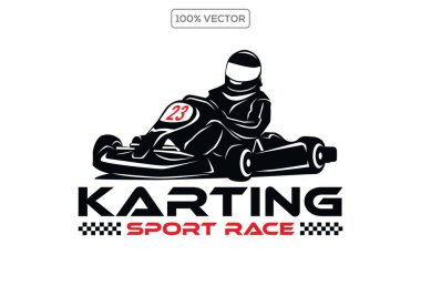 Kart yarışı galibi logo tasarım vektörü
