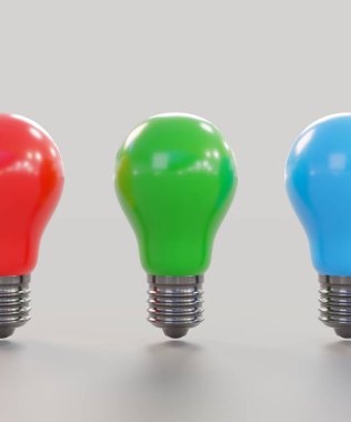 Renkli ampulün 3 boyutlu çizimi