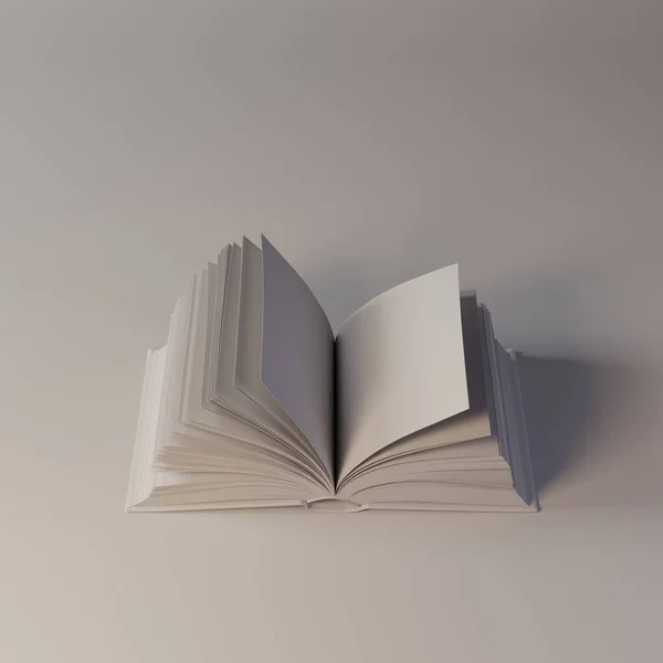 Dレンダリング グレーの背景 トップビューのオープンホワイトブック — ストック写真