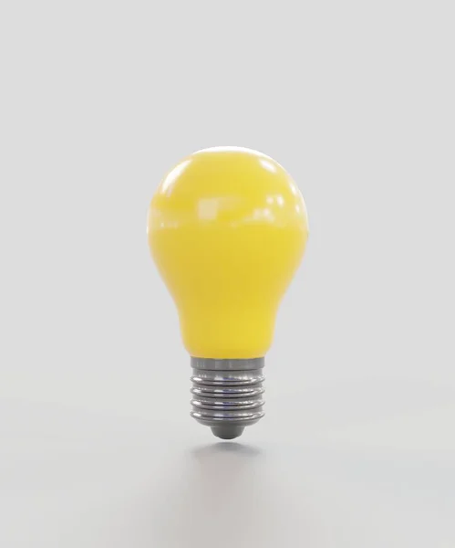 Gelbe Glühbirne Renderer Auf Grauem Hintergrund — Stockfoto