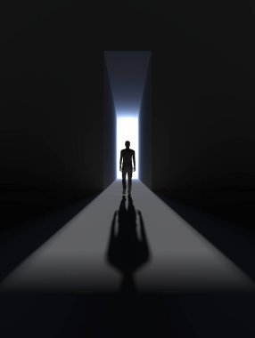 silhouette of businessman with light on background clipart