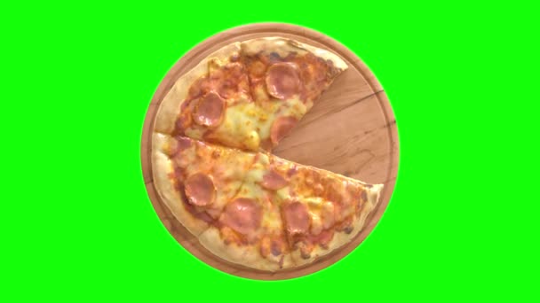 Zielone Tło Obracające Się Animacja Pizza — Wideo stockowe
