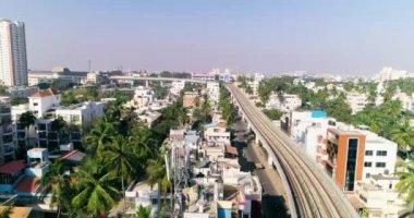 Bangalore, Hindistan 'daki Namma metro hattı, hava manzarası, demiryolu ağı, modern ulaşım