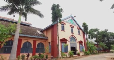 A view of century old sandal oil manufacturing factory building at Mysore during sunny day