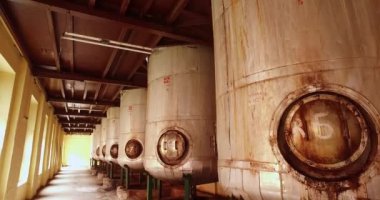 Industrial storage tanks or boilers installed inside the oil manufacturing factory