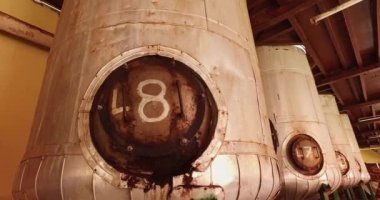 Industrial storage tanks or boilers installed inside the oil manufacturing factory