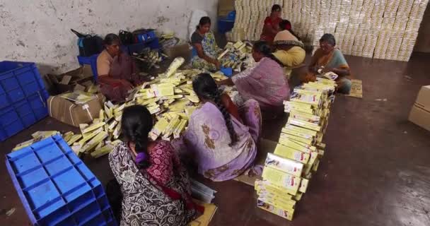 Mysore India June 2016 Pile Incense Sticks Being Packed Boxes — Stock video