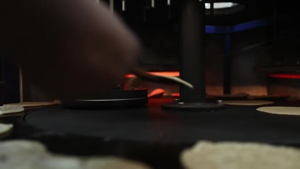 Automatic Machine Close Chapati Flatbread Making Process — Stockvideo
