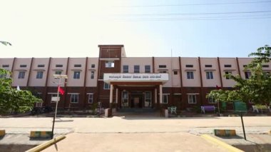 A front view of an Morarji Desai residential school for minorities at karnataka