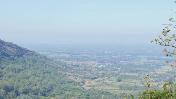 Wide Endless Nature View Top Nandi Hills Mountain Sunny Day — 图库视频影像