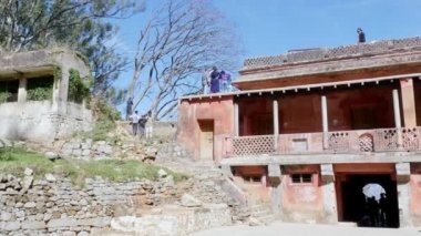 Chikkaballapur,India-january 15,2023:Panoramic view of people enjoying on top of tipu's summer residence during sunny day