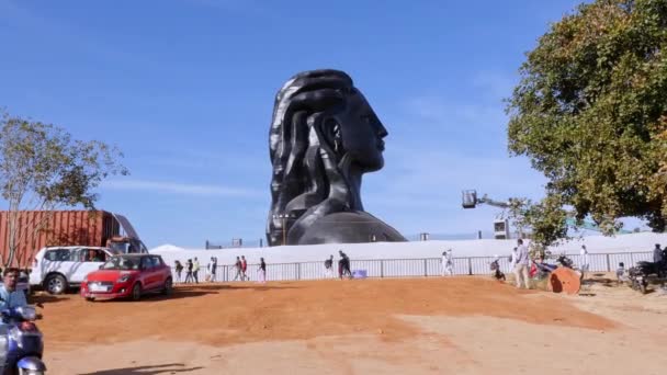 Chikkaballapur Indien Januar 2023 Eine Seitenansicht Der Adiyogi Shiva Statue — Stockvideo