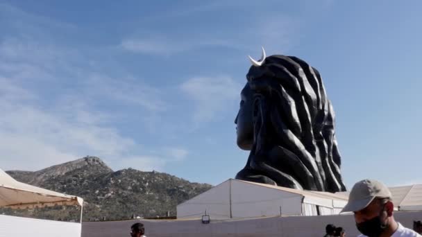 Chikkaballapur Indien Januar 2023 Eine Seitenansicht Der Adiyogi Shiva Statue — Stockvideo