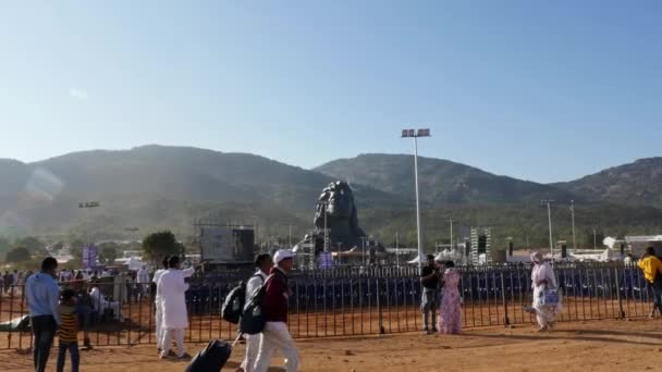 Chikkaballapur India January 2023 Wide View Adiyogi Shiva Statue Amidst — Stock video