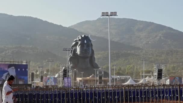 Chikkaballapur India January 2023 Wide View Adiyogi Shiva Statue Unveiling — Stock video