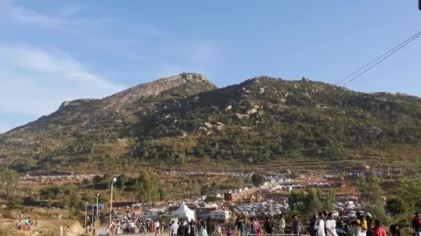 Chikkaballapur India Gennaio 2023 Ampia Veduta Una Folla Persone Veicoli — Video Stock