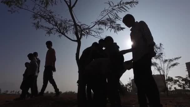 Kaiwara Chikkaballapura India January 2017 Group Male Students Working Together — Stockvideo
