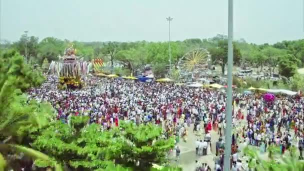 Flygfoto Över Vagnprocessionen Och Firandet Hinduisk Religiös Festival Yediyur Karnataka — Stockvideo