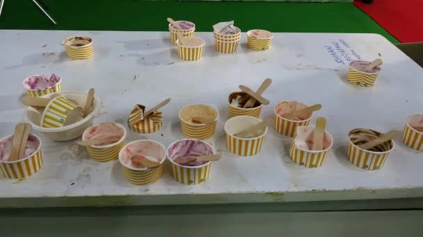 Bangalore India January 2023 Close Disposable Ice Cream Cups Being — Video