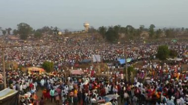Vijayanagara,India-February 7,2023:A wide view of the huge crowd gathering during the Hindu religious festival karnikotsava(prophecy),mailaralingeshwara karnika