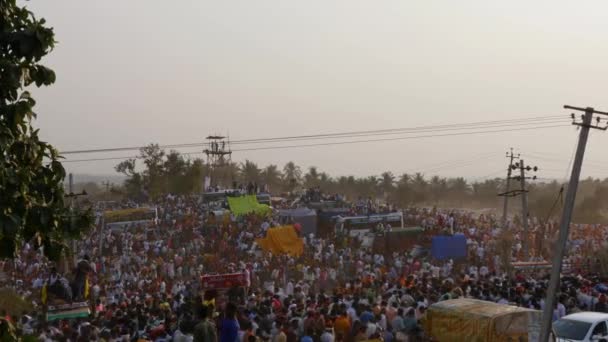 Vijayanagara India Februari 2023 Een Brede Blik Massale Menigte Verzameld — Stockvideo