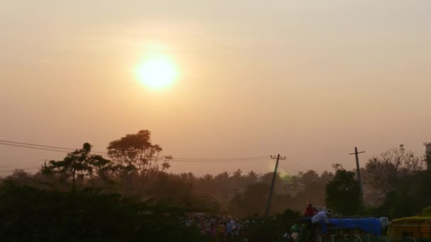 Vijayanagara India February 2023 Huge Crowd People Moving Sunset Hindu — Stock video