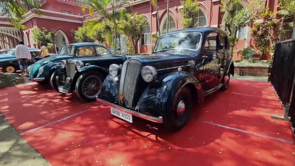 Bangalore Indie Únor 2023 Klasické Vintage Vozy Jsou Vystaveny Auta — Stock video