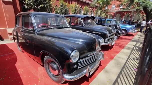 Bangalore Índia Fevereiro 2023 Carros Clássicos Antigos Estão Exibição Exposição — Vídeo de Stock