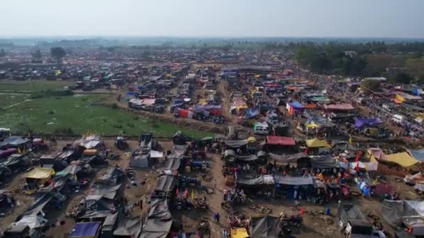 Vijayanagara India February 2023 Aerial Shot Crowded County Fair Colourful — Video Stock