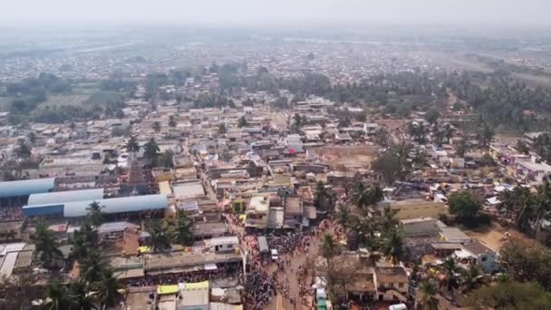 Aerial View Crowded Village Town Hindu Religious Annual Festival Karnataka — Vídeo de stock