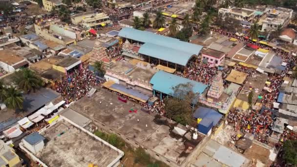 Aerial View Crowd People Temple Middle Village Hindu Religious Annual — Video Stock