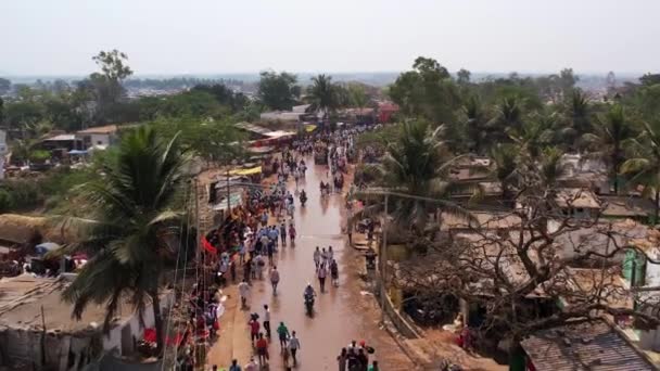 Vijayanagara India February 2023 Aerial View Crowd People Moving Busy — Video