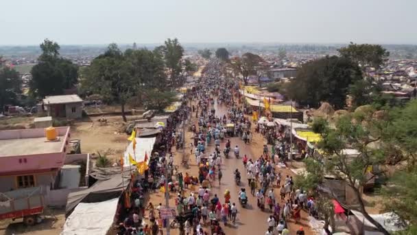Vijayanagara India Febbraio 2023 Veduta Aerea Una Folla Persone Che — Video Stock