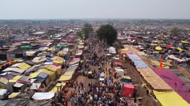 Vijayanagara India February 2023 Aerial View Huge Crowd People Moving — Video Stock