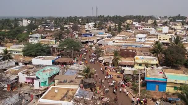 Vijayanagara India February 2023 Aerial View Crowd People Moving Busy — Video Stock