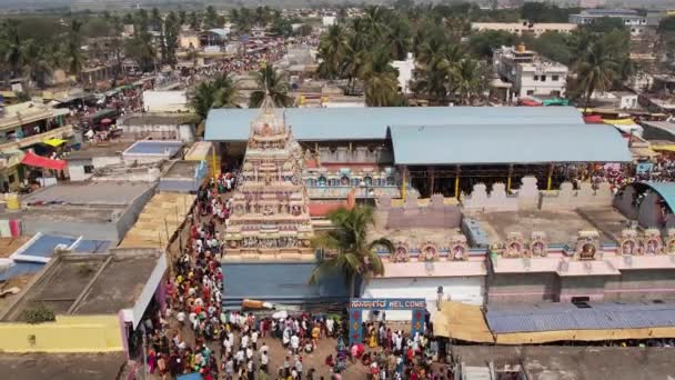 Vijayanagara India Febbraio 2023 Veduta Aerea Tempio Con Una Grande — Video Stock