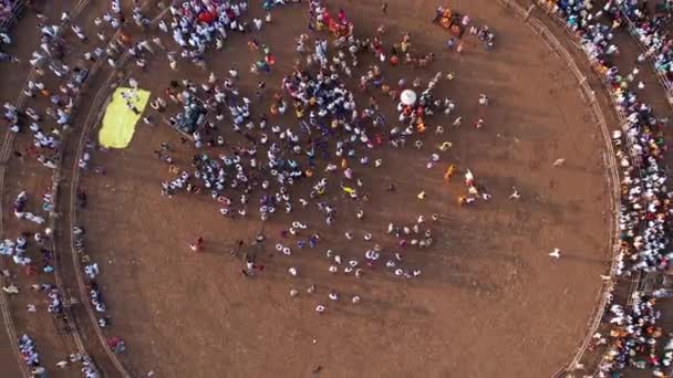 Aerial View Large Crowd Gathered Fields Hindu Religious Festival Karnikotsava — ストック動画