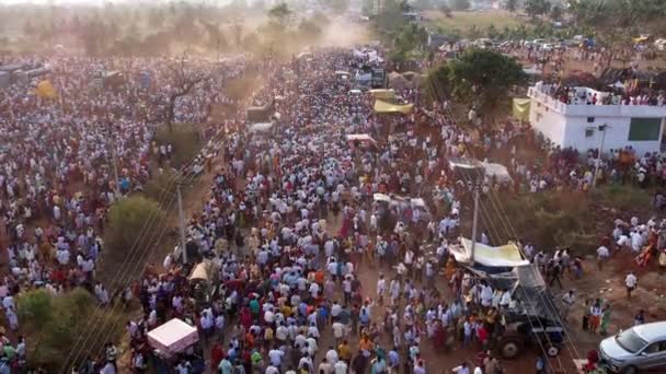 Vijayanagara India February 2023 Aerial View Crowd People Moving Busy — Stockvideo