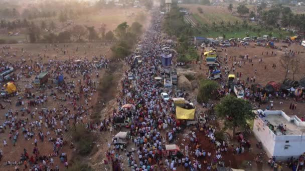 Vijayanagara India Febbraio 2023 Veduta Aerea Una Grande Folla Persone — Video Stock
