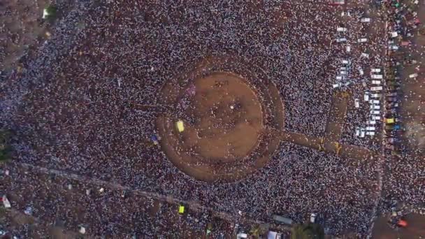 Widok Powietrza Duży Tłum Zgromadzony Polach Hinduski Festiwal Religijny Karnikotsava — Wideo stockowe