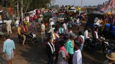 Vijayanagara,India-February 7,2023:A view of crowds of people gathering for an annual Hindu religious festival, Karnikotsava