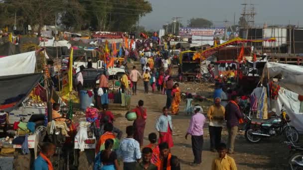 Виджаянагара Индия Февраля 2023 Взгляд Преданных Укрытых Полях Ежегодного Индуистского — стоковое видео