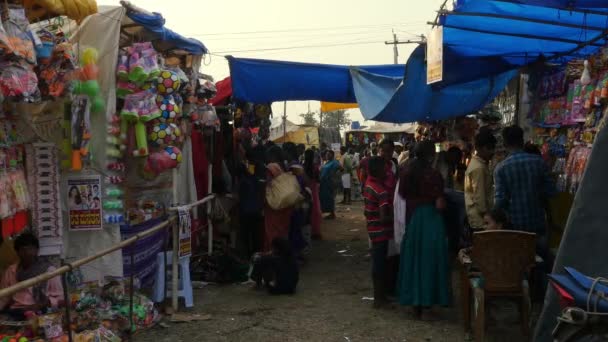 Vijayanagara India February 2023 View Stalls Shops People Shopping Hindu — Video